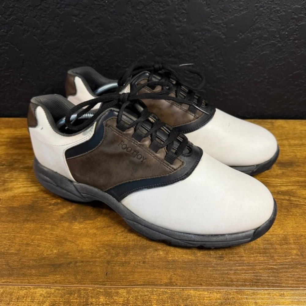 FootJoy Contour‎ Series 45516 White Brown Leather Golf Shoes Mens 11M